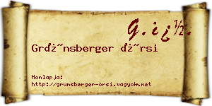 Grünsberger Örsi névjegykártya